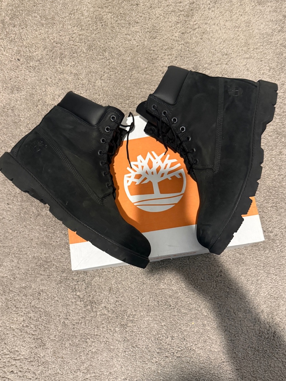 Timberland Black Nubuck Lace-Up Boots